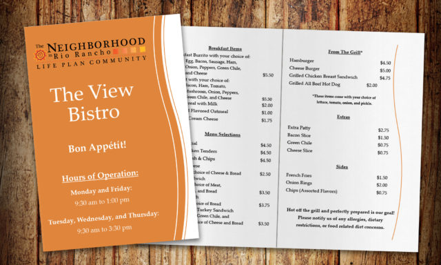 The View Bistro Menu